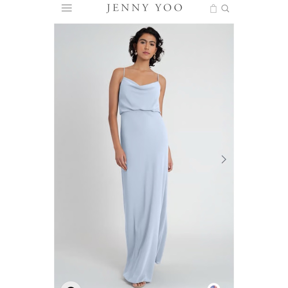 Jenny Yoo Light Blue Cowl Neck Spaghetti Strap Wedding Dress